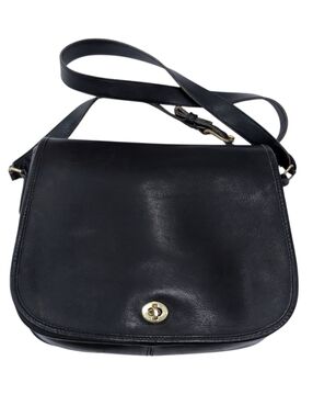 Vintage Coach Ranch Bag Side Crossbody Black Leather